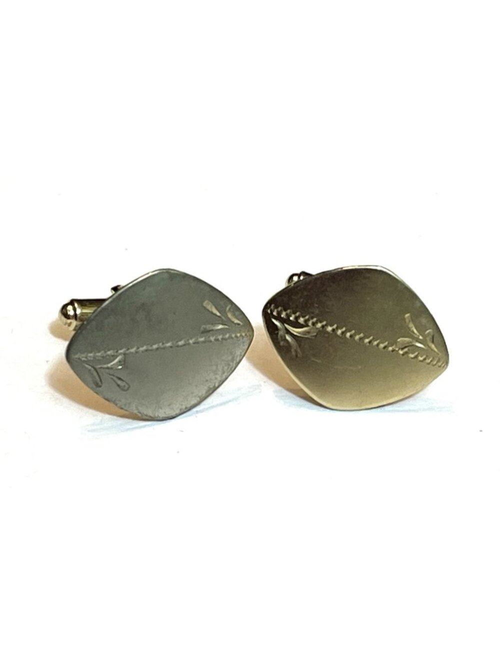 Vintage Cufflinks 14K Gold Overlay JML USA Retro Mid Century Diamond Toggle Back